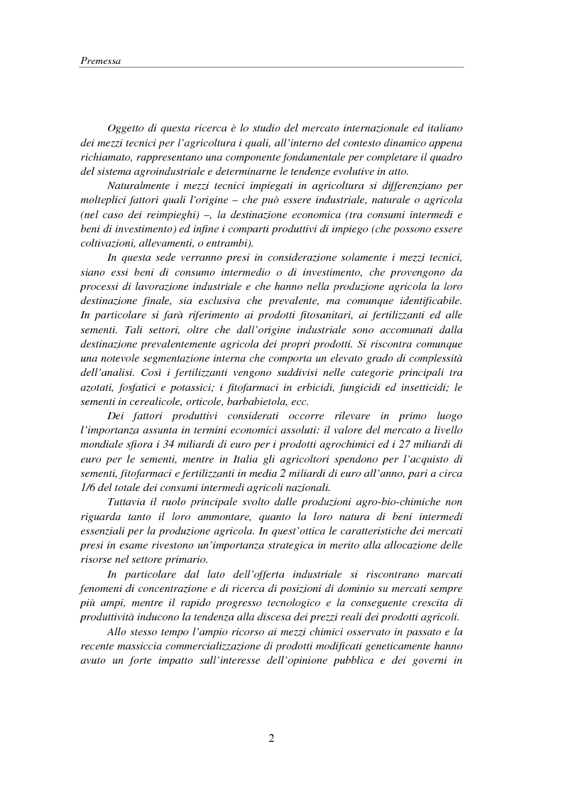 Anteprima della tesi: Struttura e performance del mercato dei mezzi tecnici per l'agricoltura: fertilizzanti, fitofarmaci e sementi, Pagina 2