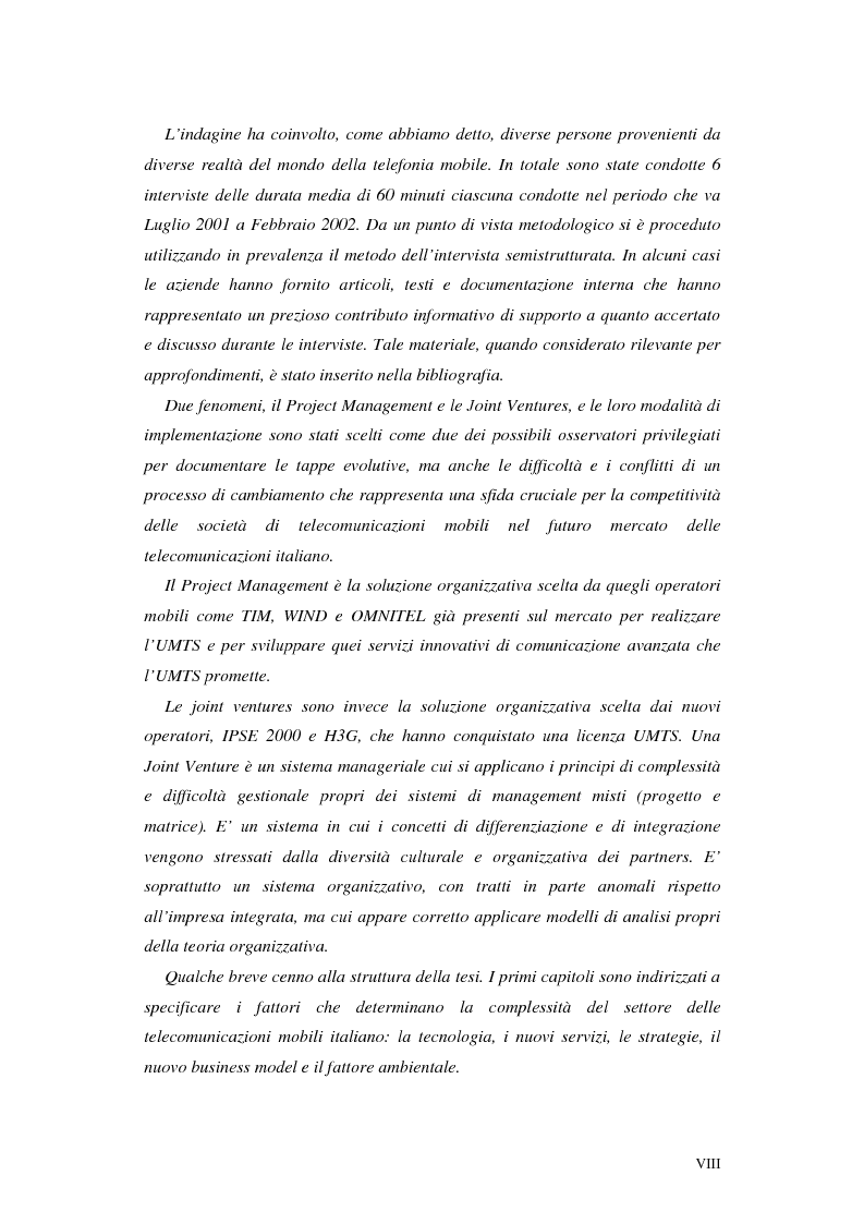 Anteprima della tesi: Le soluzioni organizzative adottate dagli operatori di telefonia mobile per lo sviluppo dell'Umts, Pagina 2
