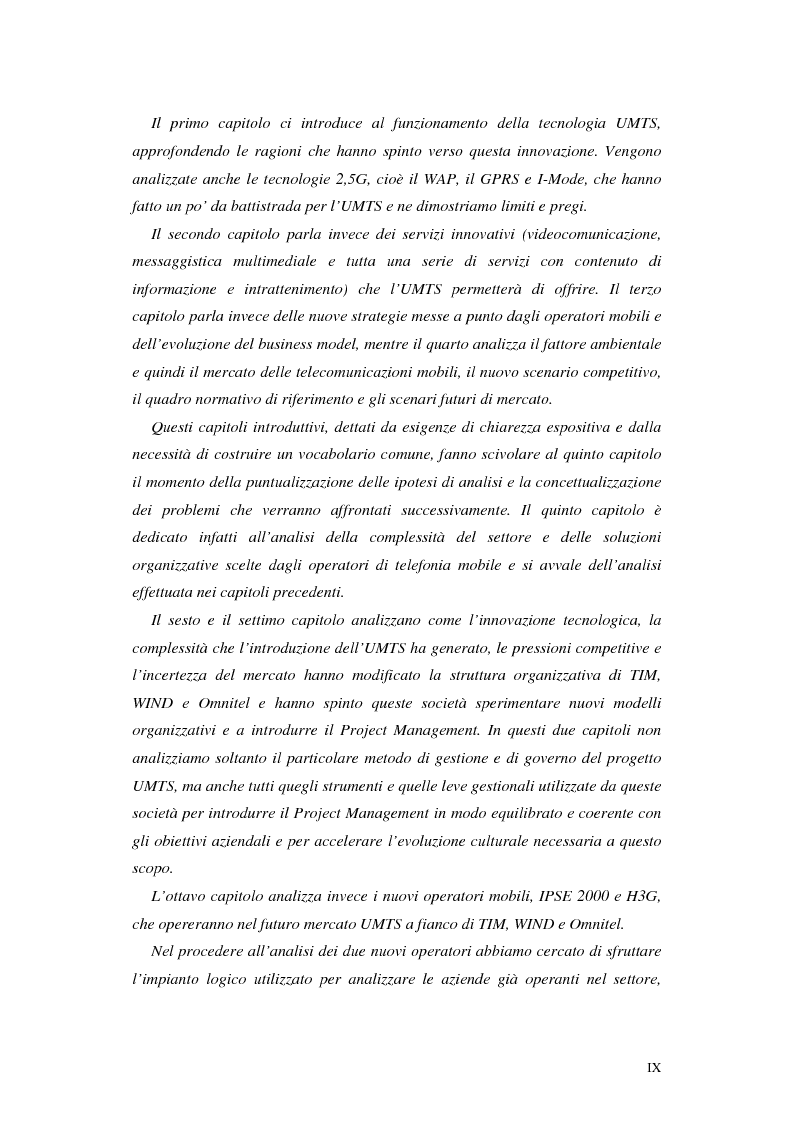 Anteprima della tesi: Le soluzioni organizzative adottate dagli operatori di telefonia mobile per lo sviluppo dell'Umts, Pagina 3