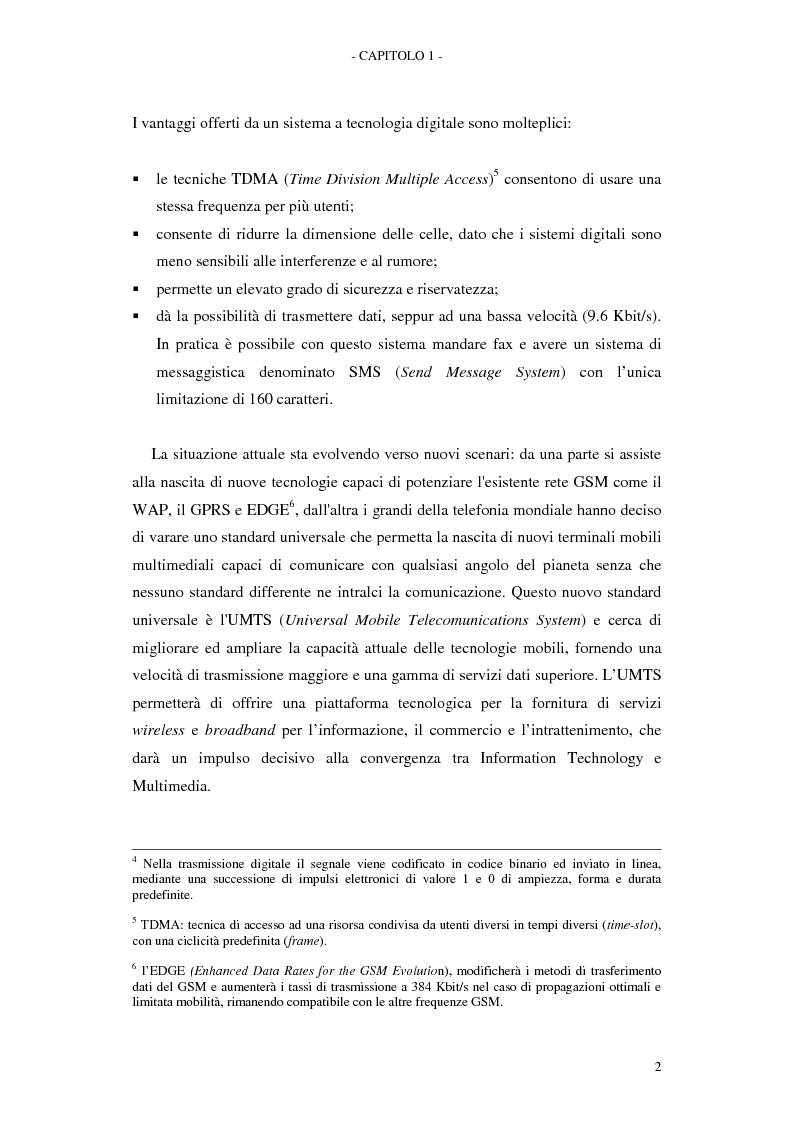 Anteprima della tesi: Le soluzioni organizzative adottate dagli operatori di telefonia mobile per lo sviluppo dell'Umts, Pagina 6