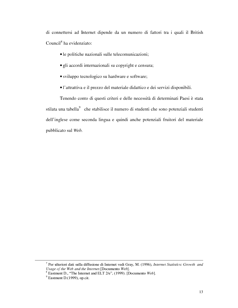 Anteprima della tesi: L'uso di Internet per l'apprendimento della lingua inglese, Pagina 11
