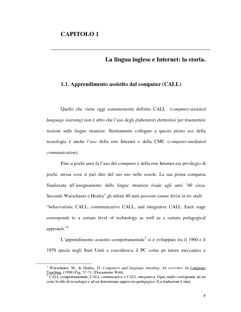 Anteprima della tesi: L'uso di Internet per l'apprendimento della lingua inglese, Pagina 6