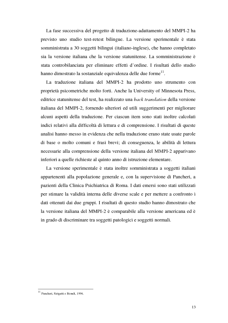 Anteprima della tesi: La validità del MMPI, MMPI-2 e MMPI-A rispetto ai disturbi classificati secondo il DSM-IV: una rassegna, Pagina 10