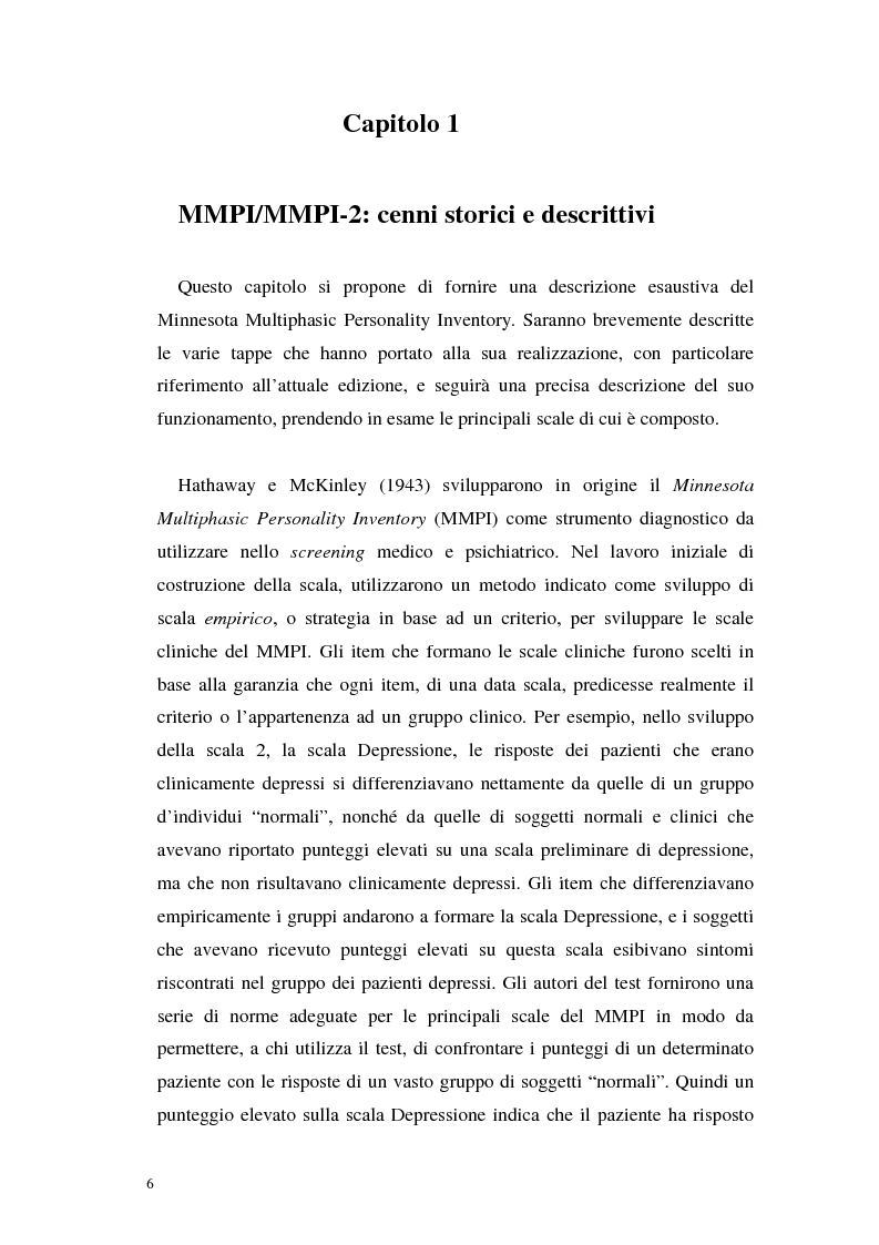 Anteprima della tesi: La validità del MMPI, MMPI-2 e MMPI-A rispetto ai disturbi classificati secondo il DSM-IV: una rassegna, Pagina 3