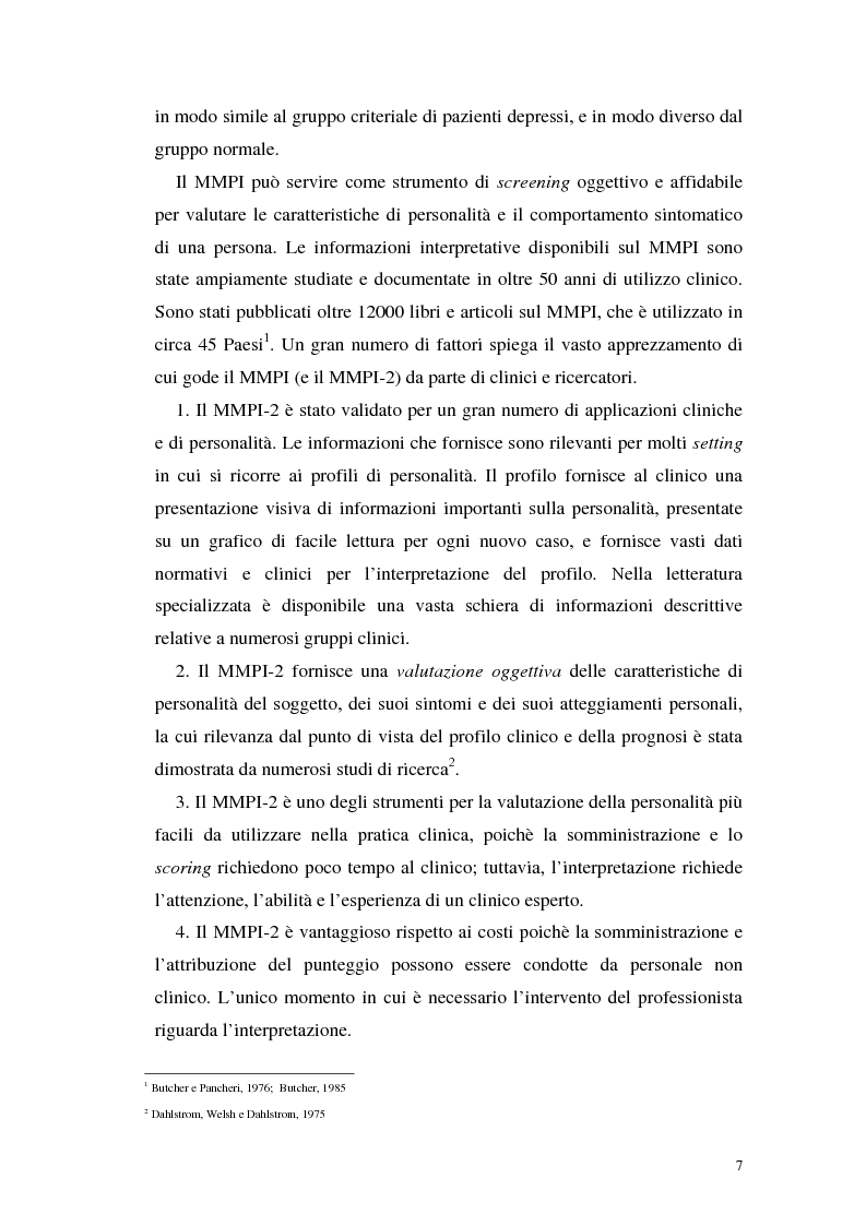 Anteprima della tesi: La validità del MMPI, MMPI-2 e MMPI-A rispetto ai disturbi classificati secondo il DSM-IV: una rassegna, Pagina 4