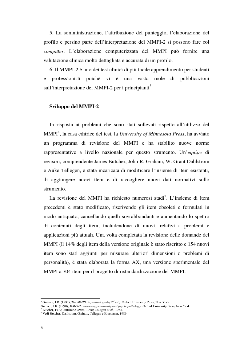 Anteprima della tesi: La validità del MMPI, MMPI-2 e MMPI-A rispetto ai disturbi classificati secondo il DSM-IV: una rassegna, Pagina 5