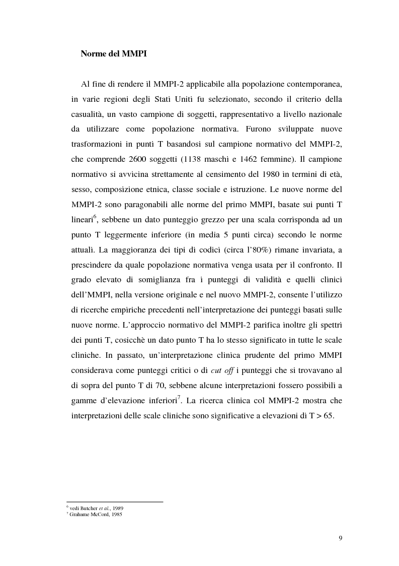 Anteprima della tesi: La validità del MMPI, MMPI-2 e MMPI-A rispetto ai disturbi classificati secondo il DSM-IV: una rassegna, Pagina 6