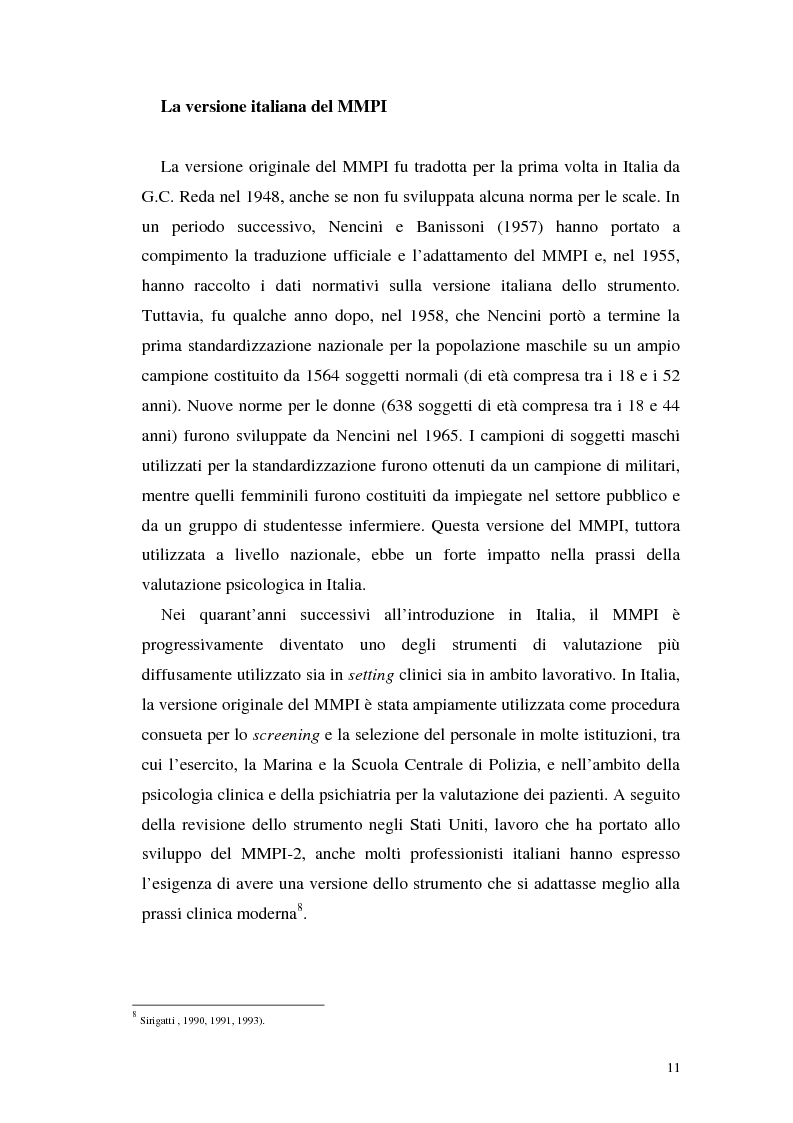 Anteprima della tesi: La validità del MMPI, MMPI-2 e MMPI-A rispetto ai disturbi classificati secondo il DSM-IV: una rassegna, Pagina 8