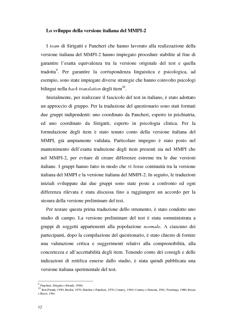 Anteprima della tesi: La validità del MMPI, MMPI-2 e MMPI-A rispetto ai disturbi classificati secondo il DSM-IV: una rassegna, Pagina 9