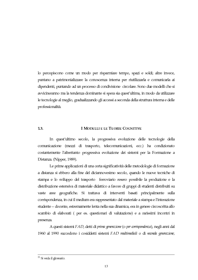 Anteprima della tesi: Teorie, modelli e sviluppi del mercato a livello internazionale e nazionale riguardanti processi di e-learning, Pagina 13