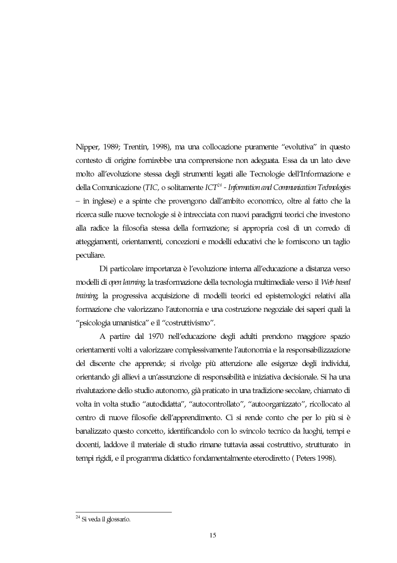 Anteprima della tesi: Teorie, modelli e sviluppi del mercato a livello internazionale e nazionale riguardanti processi di e-learning, Pagina 15