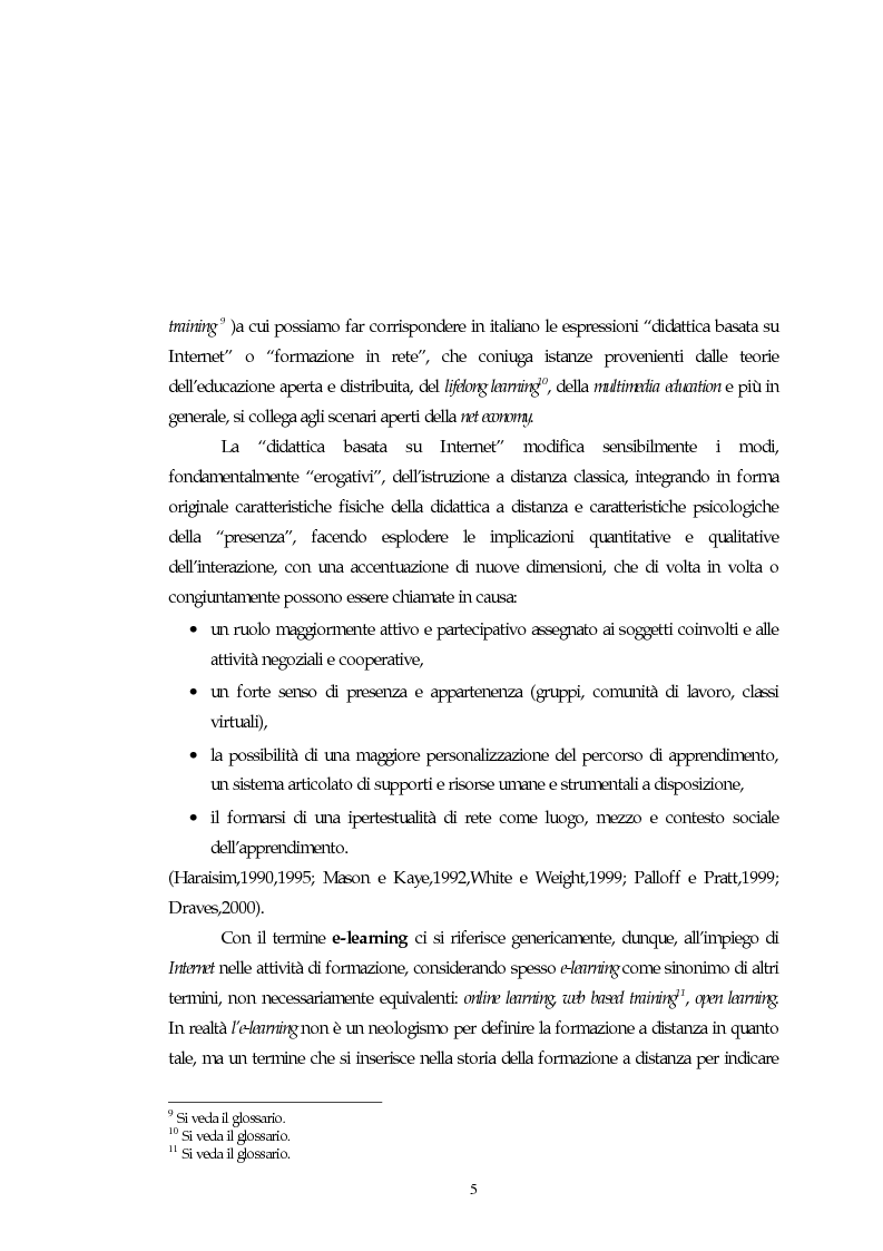 Anteprima della tesi: Teorie, modelli e sviluppi del mercato a livello internazionale e nazionale riguardanti processi di e-learning, Pagina 5