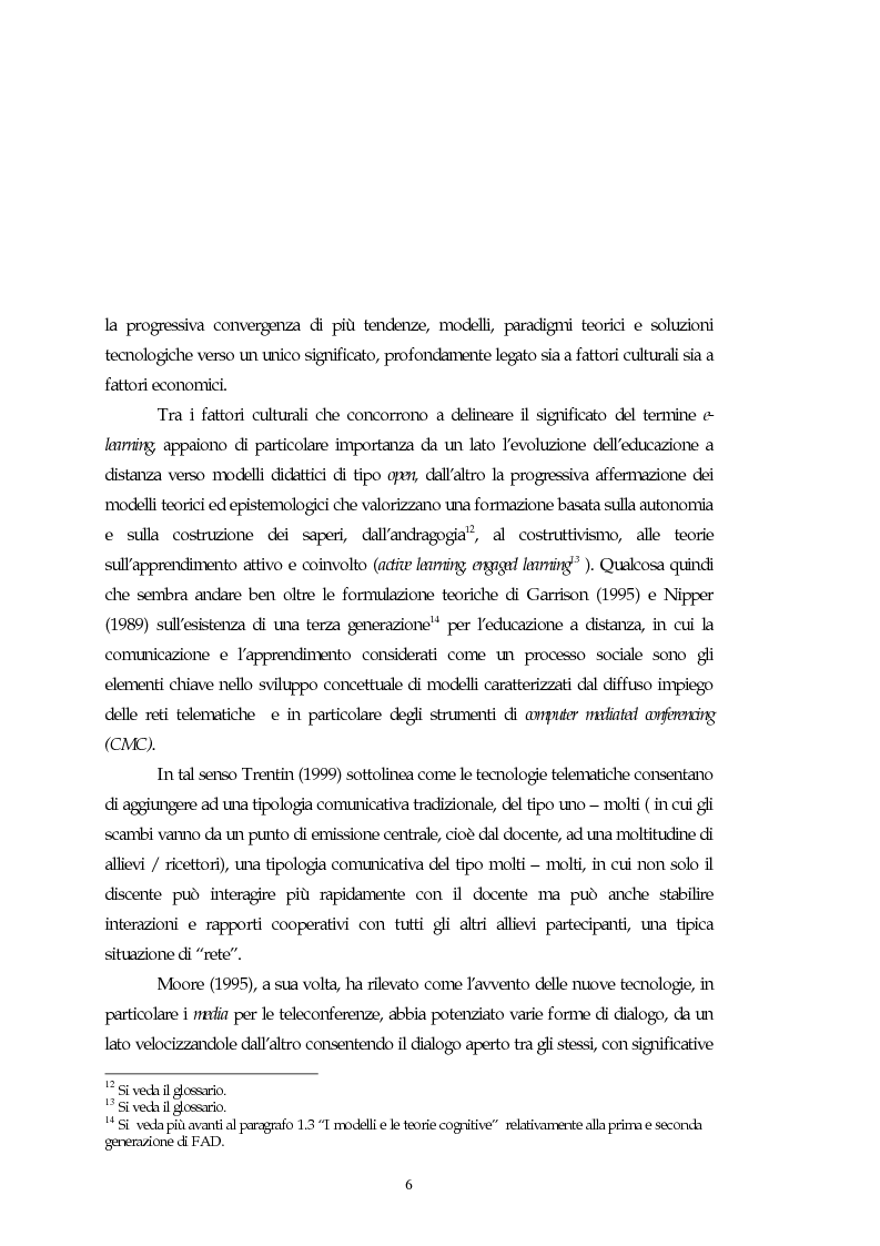 Anteprima della tesi: Teorie, modelli e sviluppi del mercato a livello internazionale e nazionale riguardanti processi di e-learning, Pagina 6