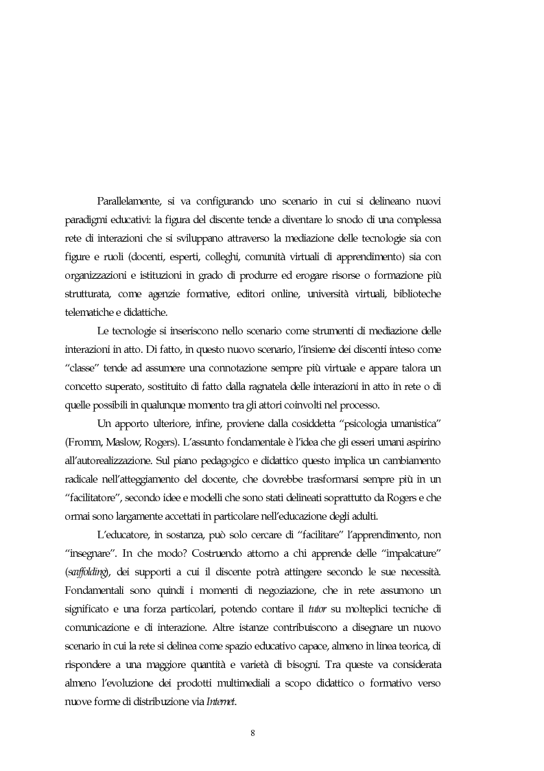 Anteprima della tesi: Teorie, modelli e sviluppi del mercato a livello internazionale e nazionale riguardanti processi di e-learning, Pagina 8