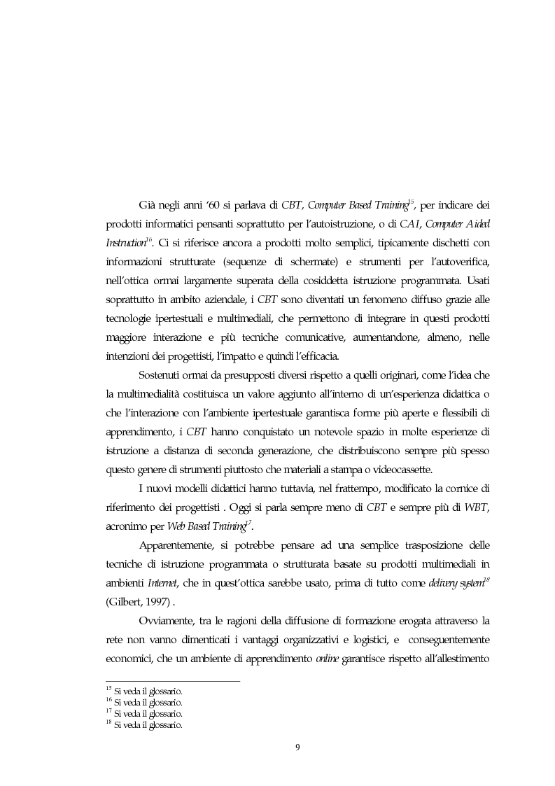 Anteprima della tesi: Teorie, modelli e sviluppi del mercato a livello internazionale e nazionale riguardanti processi di e-learning, Pagina 9