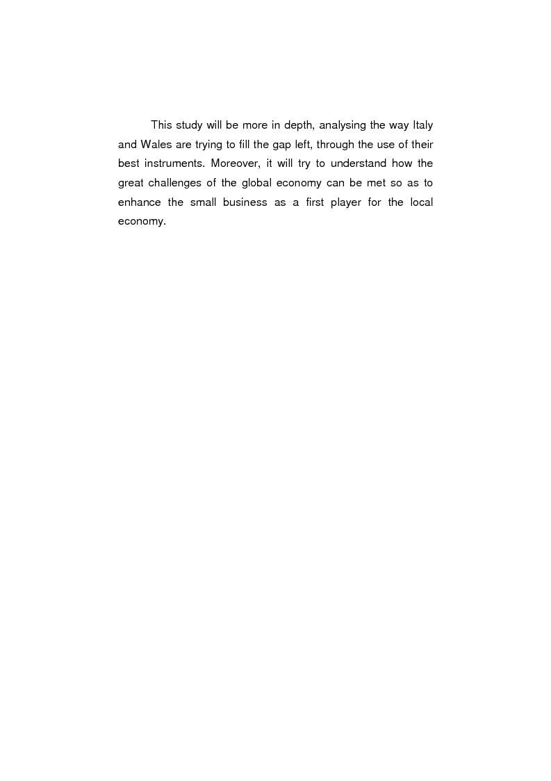 Anteprima della tesi: The process of internationalisation of small and medium sized enterprises: the Italian case of the ‘Consortium to promote exports’ and the existing instruments for Welsh small companies, Pagina 3