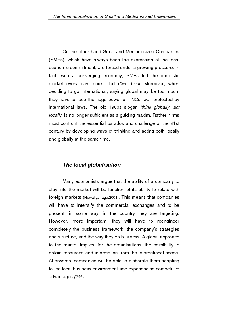 Anteprima della tesi: The process of internationalisation of small and medium sized enterprises: the Italian case of the ‘Consortium to promote exports’ and the existing instruments for Welsh small companies, Pagina 7