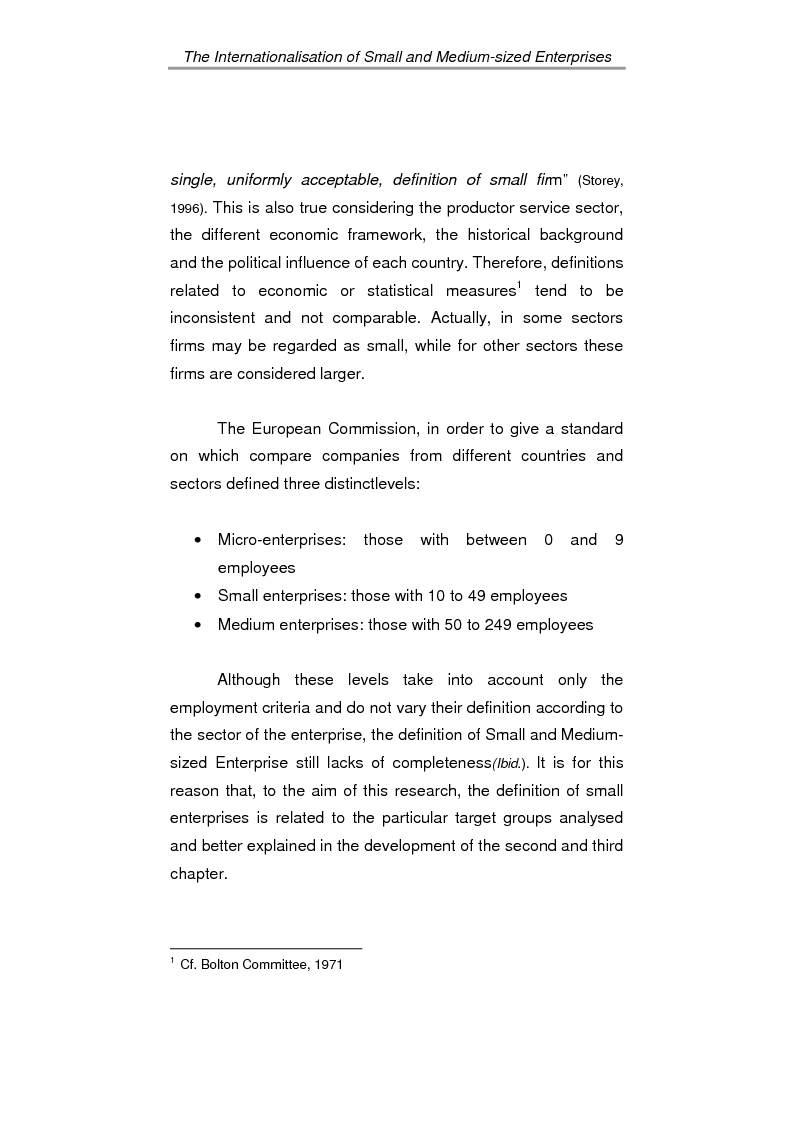 Anteprima della tesi: The process of internationalisation of small and medium sized enterprises: the Italian case of the ‘Consortium to promote exports’ and the existing instruments for Welsh small companies, Pagina 9