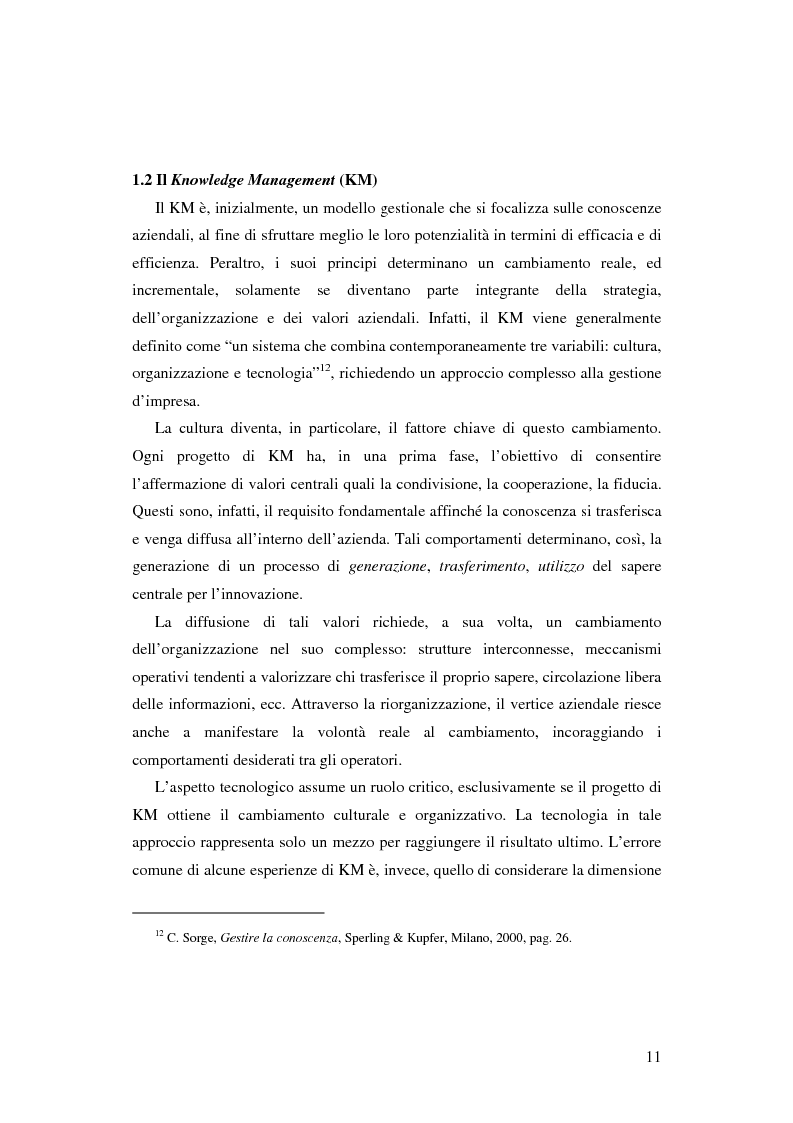 Anteprima della tesi: Le nuove determinanti dell'organizzazione aziendale: il modello Knowledge Management, Pagina 11