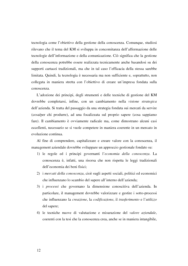 Anteprima della tesi: Le nuove determinanti dell'organizzazione aziendale: il modello Knowledge Management, Pagina 12