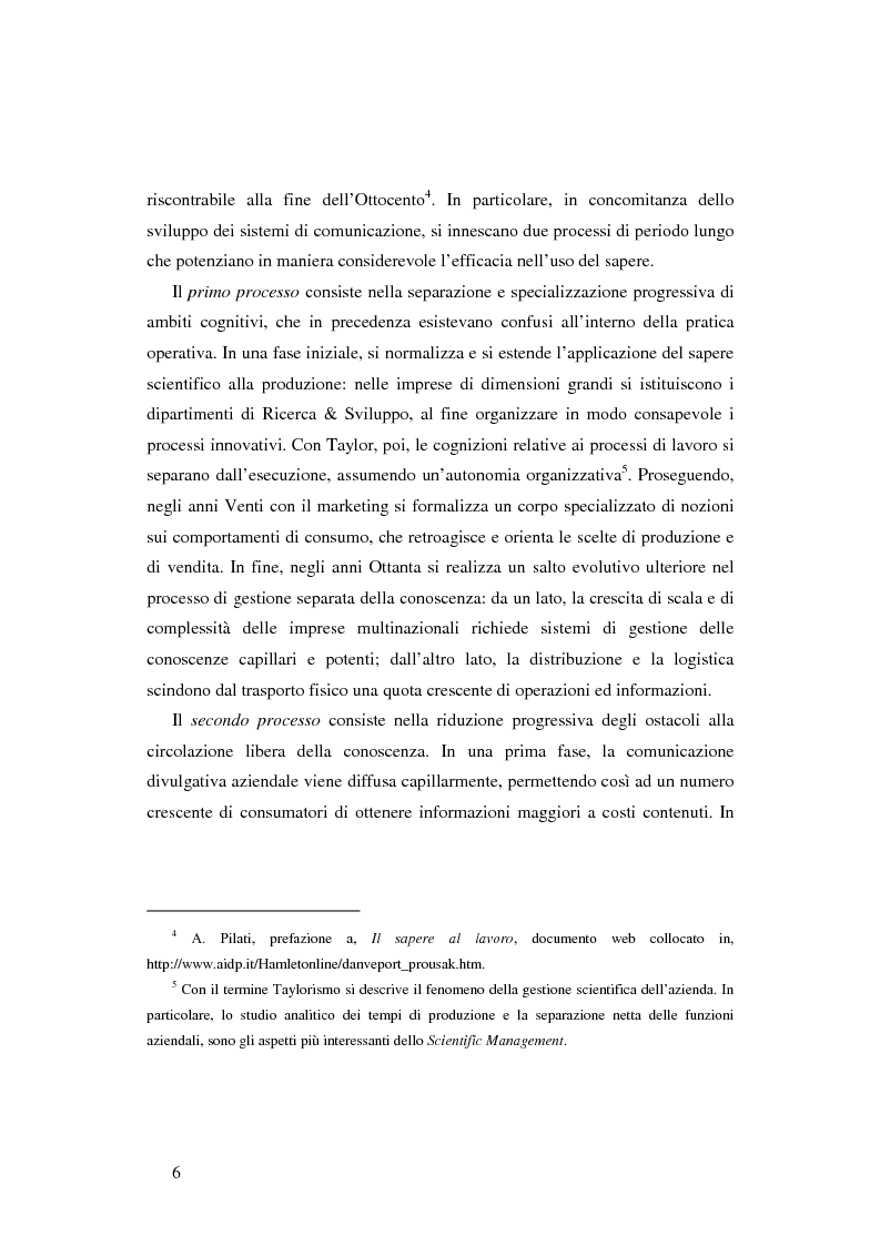 Anteprima della tesi: Le nuove determinanti dell'organizzazione aziendale: il modello Knowledge Management, Pagina 6