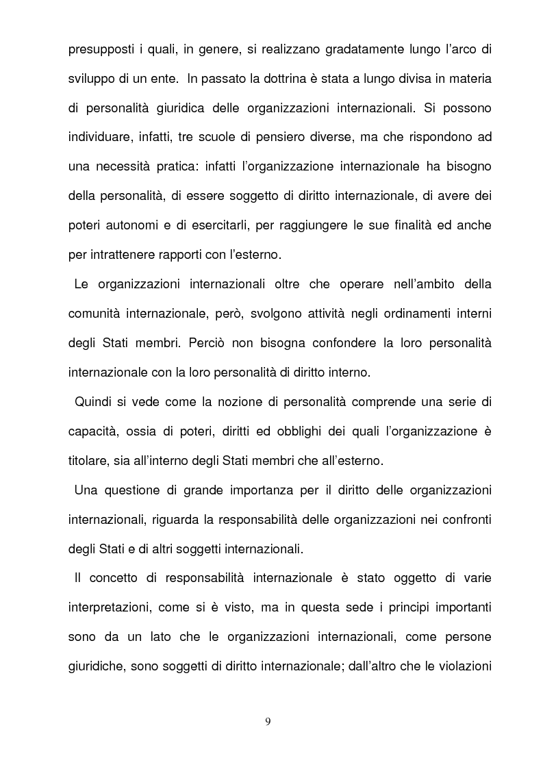 Anteprima della tesi: La responsabilità per gli illeciti delle organizzazioni internazionali, Pagina 9