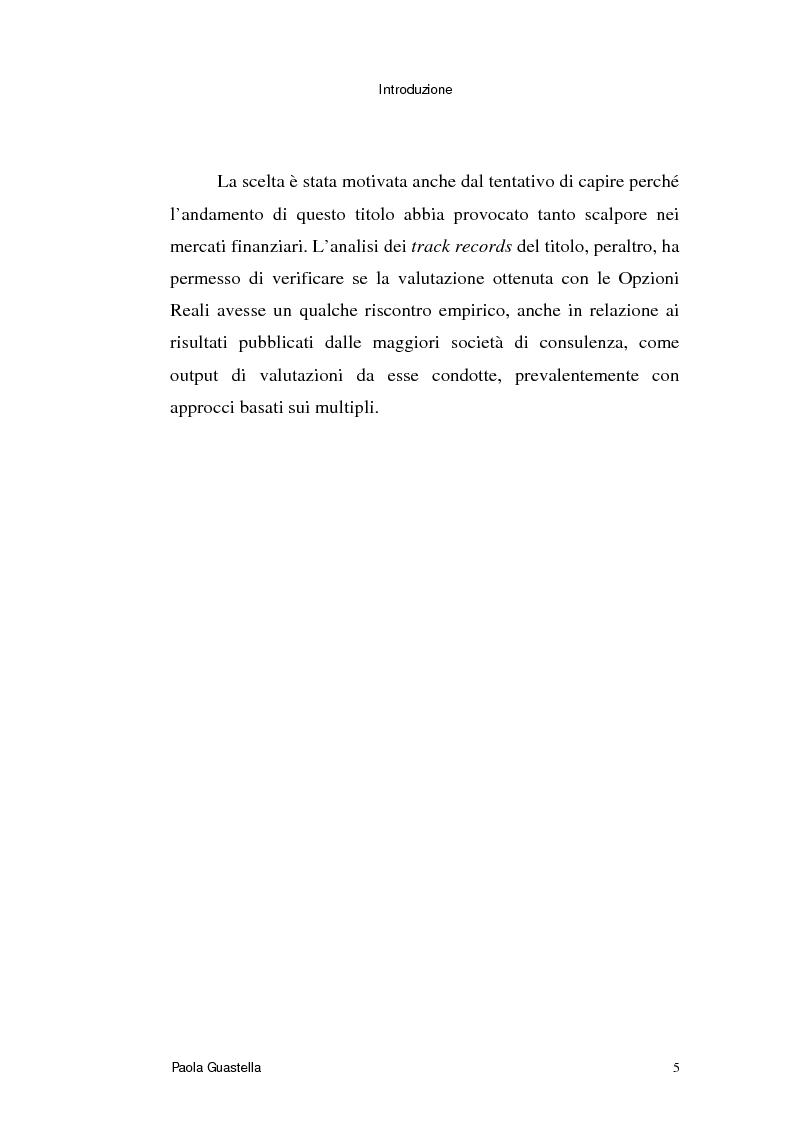 Anteprima della tesi: Le opzioni reali: un approccio per la valutazione di aziende che operano in contesti di elevata incertezza, Pagina 5