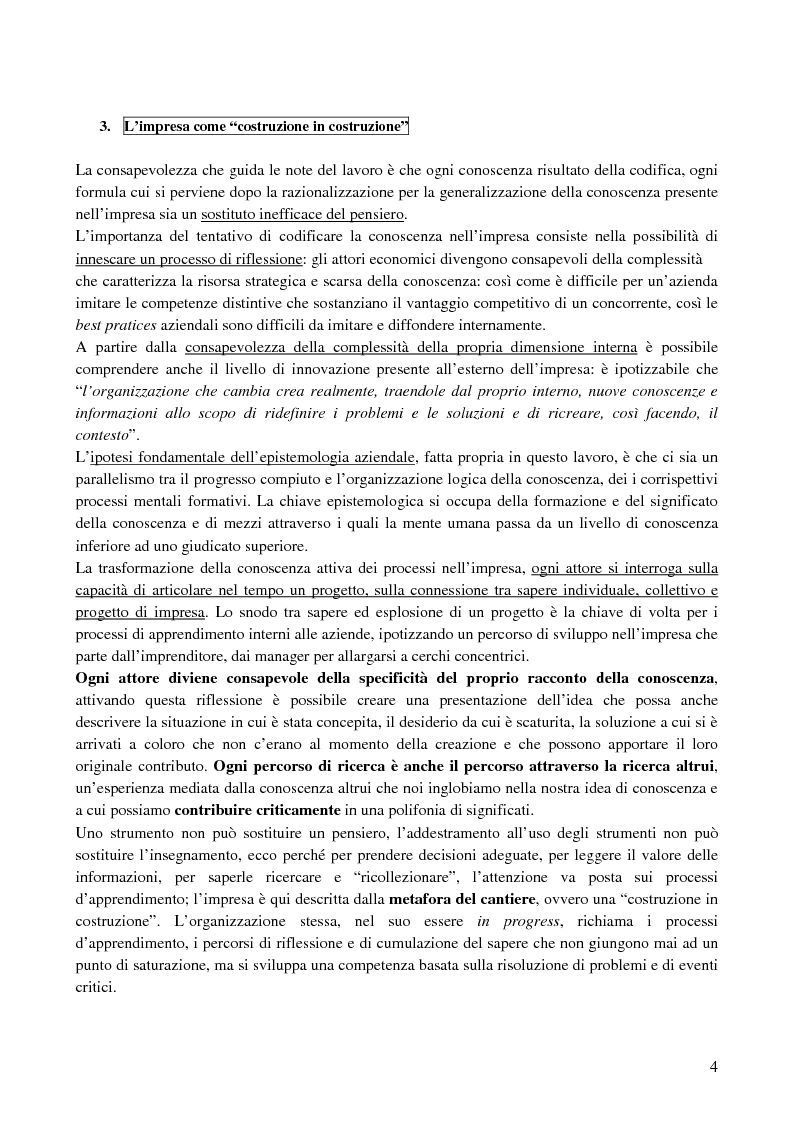 Anteprima della tesi: La creazione e lo sviluppo della conoscenza nell'impresa - L'informazione come risorsa strategica - Note metodologiche, Pagina 4