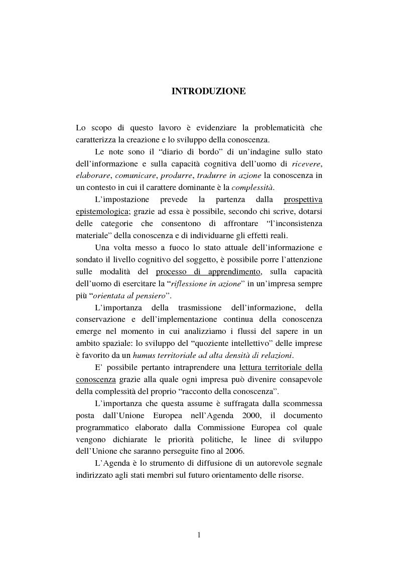 Anteprima della tesi: La creazione e lo sviluppo della conoscenza nell'impresa - L'informazione come risorsa strategica - Note metodologiche, Pagina 6