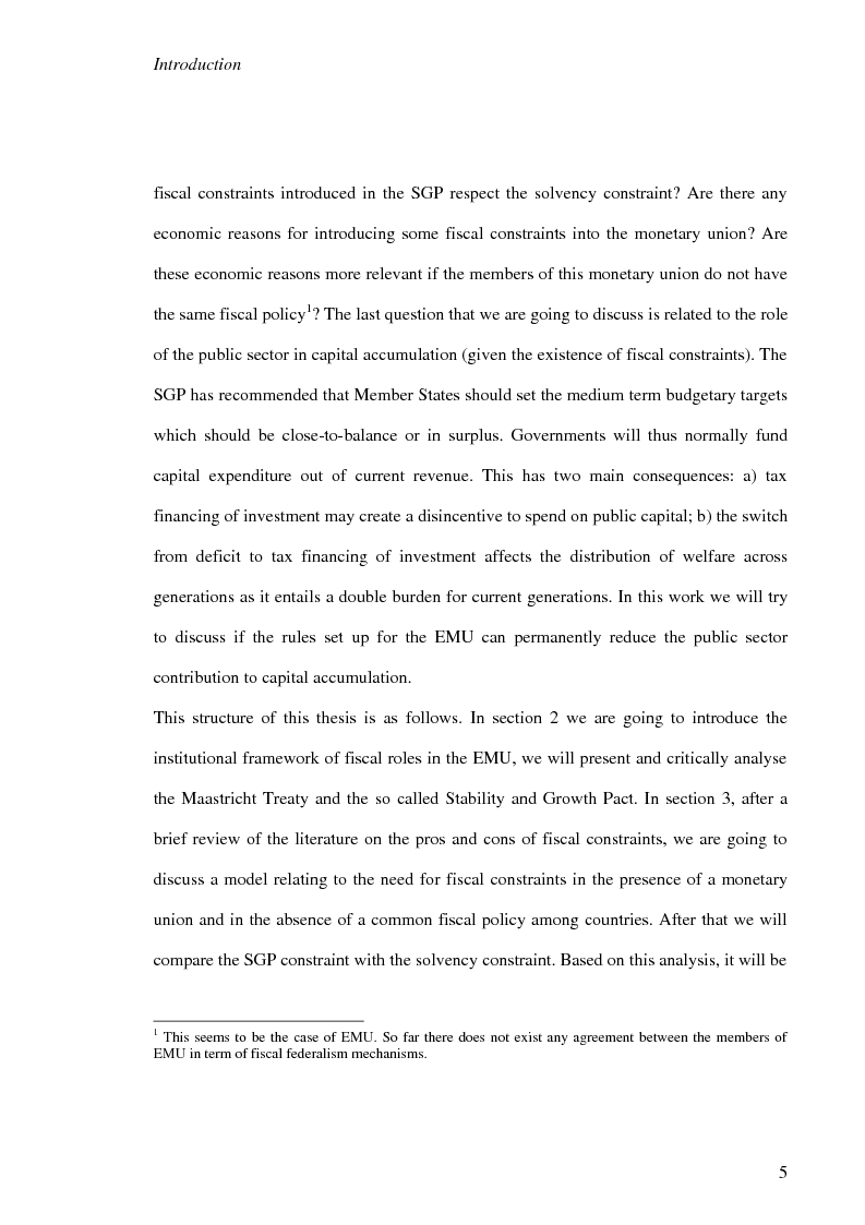 Anteprima della tesi: Fiscal Rules in European Monetary Union: a Comparison between Stability and Growth Pact and the Golden Rule, Pagina 2