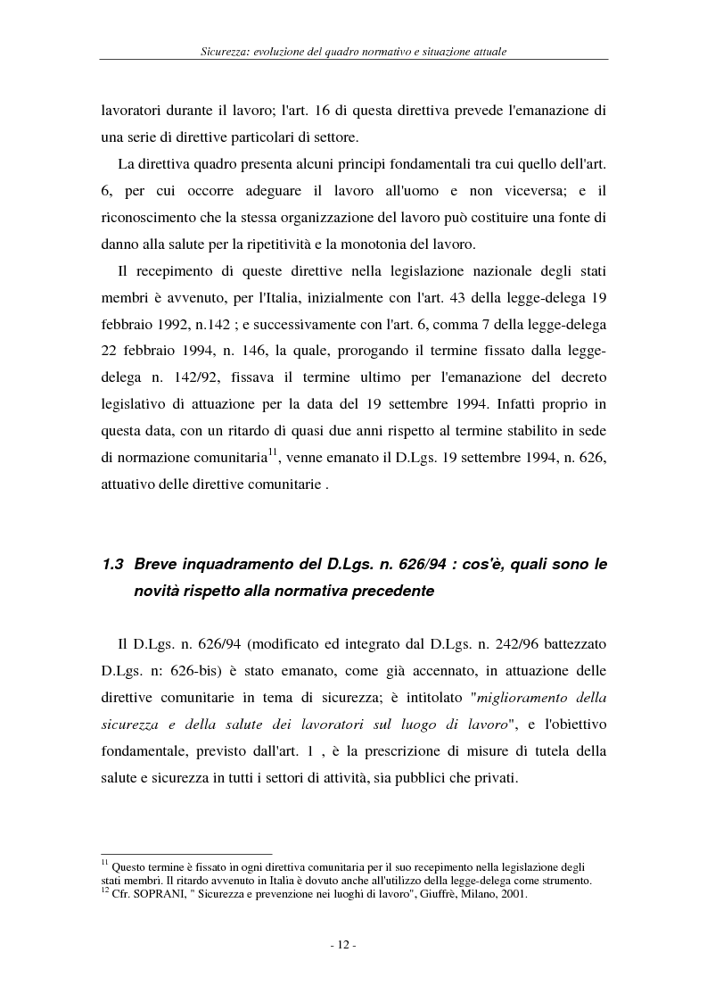 Anteprima della tesi: I soggetti predisposti all'obbligo di attuazione della sicurezza nel D. Lgs. n. 626/94, Pagina 15