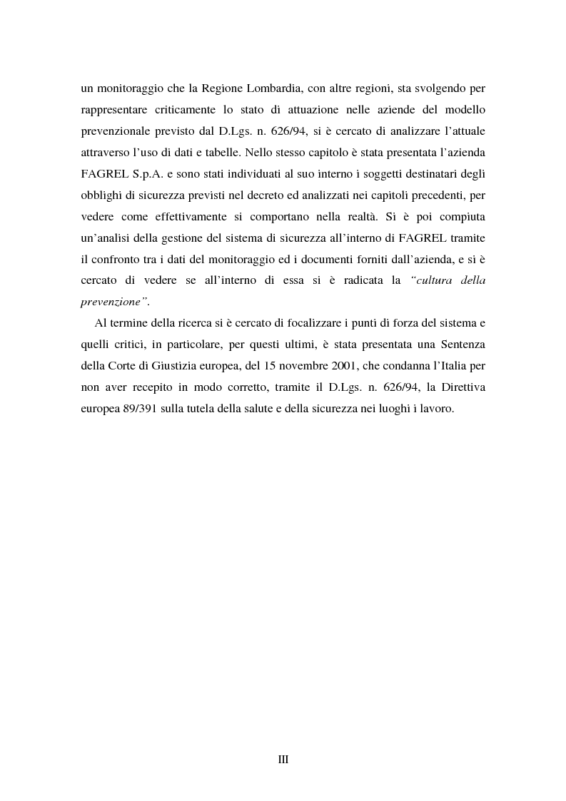 Anteprima della tesi: I soggetti predisposti all'obbligo di attuazione della sicurezza nel D. Lgs. n. 626/94, Pagina 3