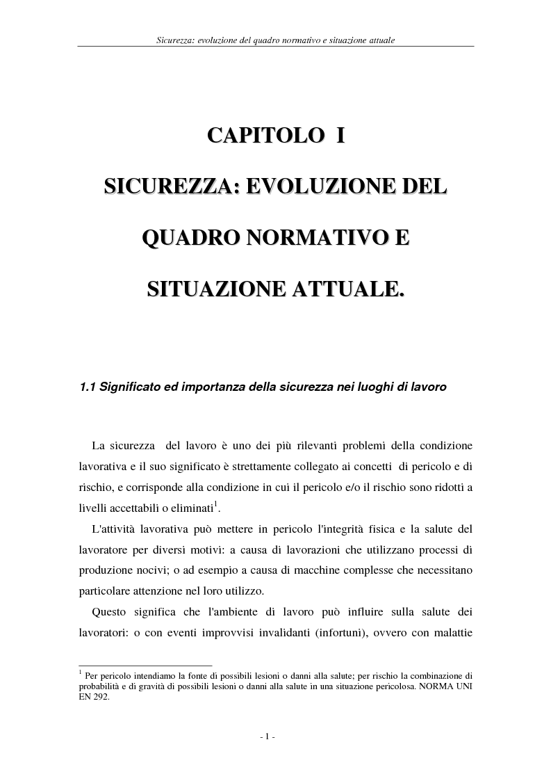Anteprima della tesi: I soggetti predisposti all'obbligo di attuazione della sicurezza nel D. Lgs. n. 626/94, Pagina 4