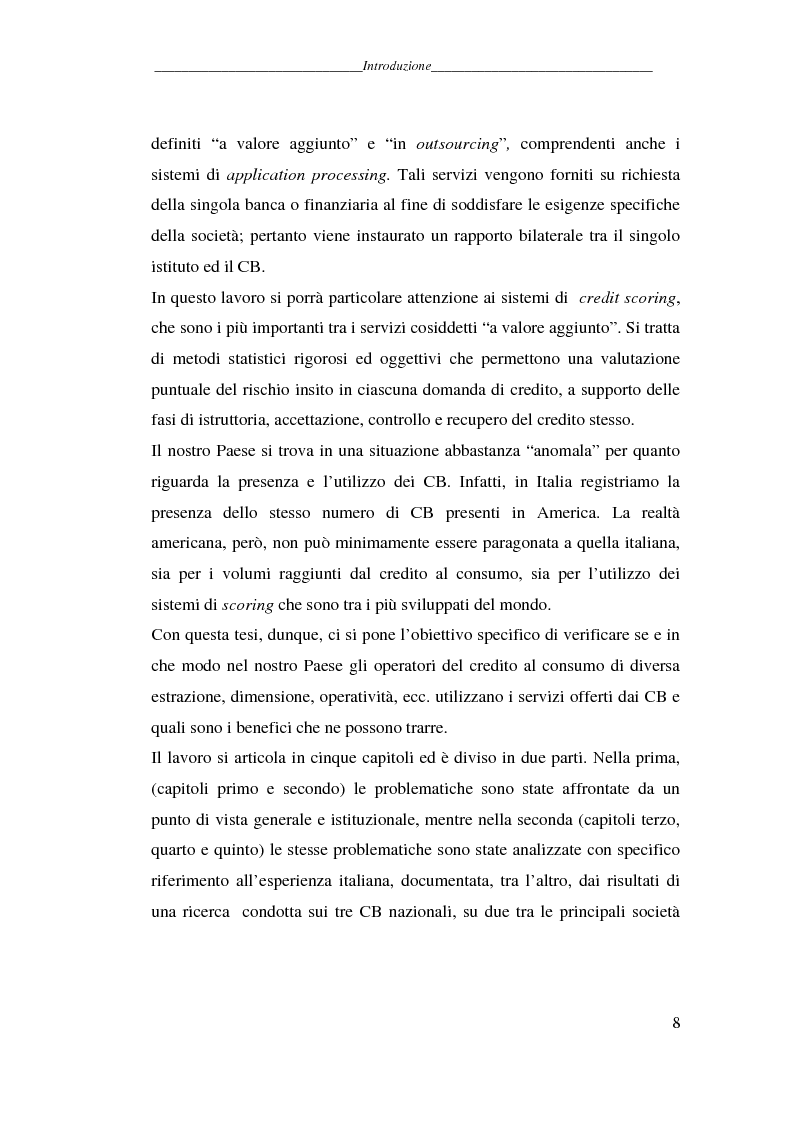 Anteprima della tesi: L'attività dei credit bureaus e la valutazione del rischio nel credito al consumo, Pagina 3