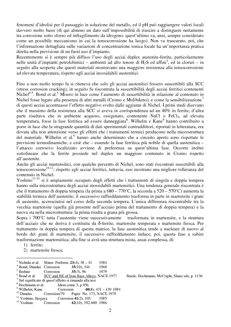 Anteprima della tesi: Corrosione sotto sforzo ed infragilimento da idrogeno negli acciai, Pagina 2