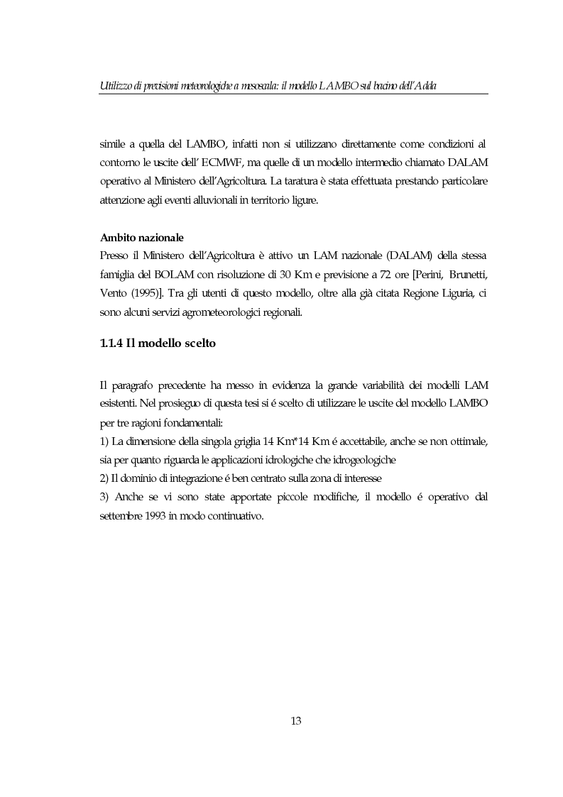 Anteprima della tesi: Utilizzo di previsioni meteorologiche a mesoscala: il modello Lambo sul bacino dell’Adda, Pagina 13