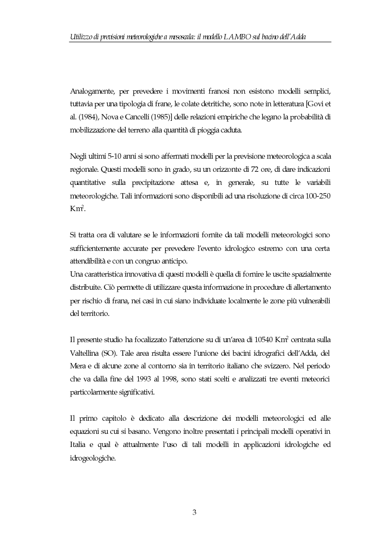 Anteprima della tesi: Utilizzo di previsioni meteorologiche a mesoscala: il modello Lambo sul bacino dell’Adda, Pagina 3