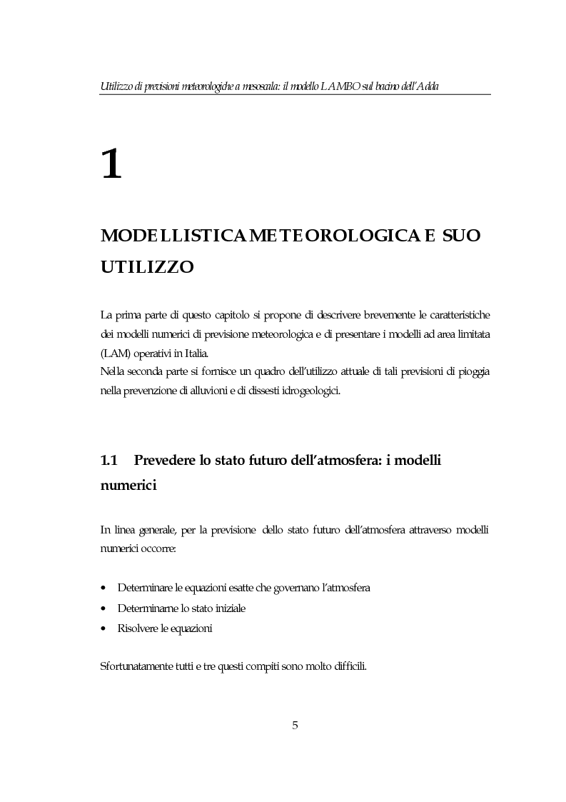Anteprima della tesi: Utilizzo di previsioni meteorologiche a mesoscala: il modello Lambo sul bacino dell’Adda, Pagina 5