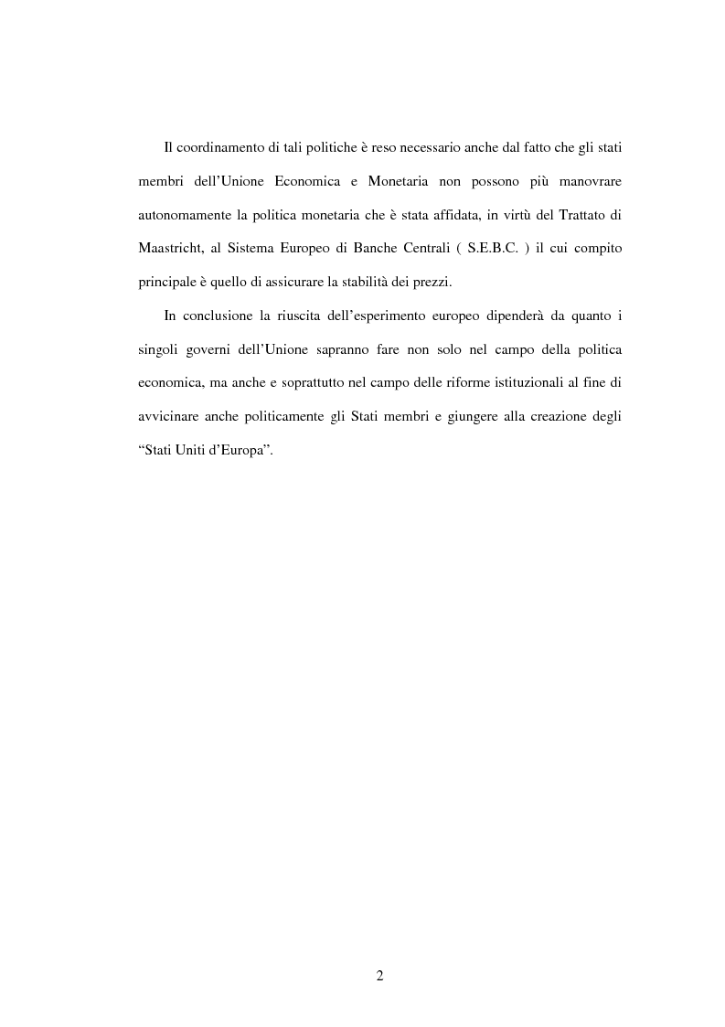 Anteprima della tesi: L'Unione economica e monetaria: dalla teoria delle aree valutarie ottimali alle politiche economiche europee, Pagina 2