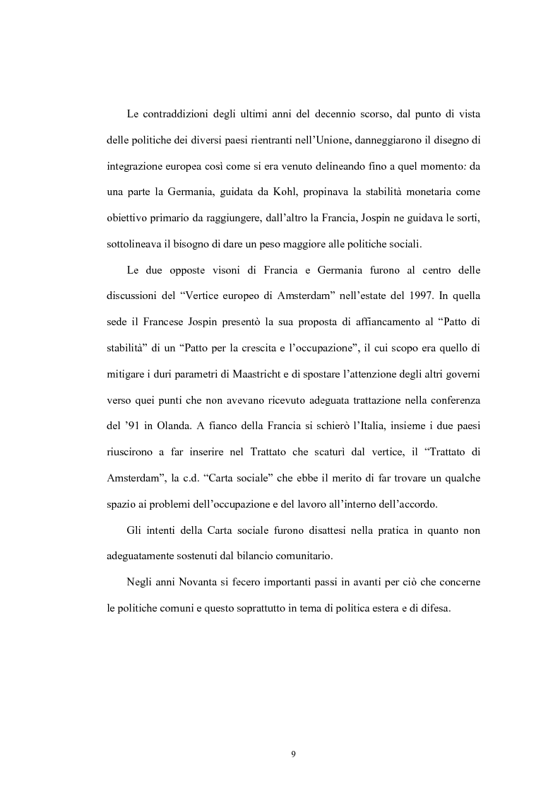 Anteprima della tesi: L'Unione economica e monetaria: dalla teoria delle aree valutarie ottimali alle politiche economiche europee, Pagina 9