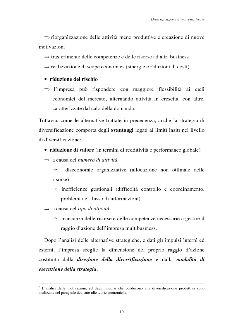 Anteprima della tesi: Diversificazione e coerenza d'impresa: un'applicazione alle imprese leader nell'industria manifatturiera italiana (1993-1996), Pagina 10