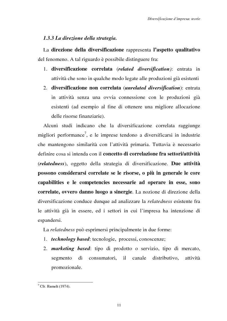Anteprima della tesi: Diversificazione e coerenza d'impresa: un'applicazione alle imprese leader nell'industria manifatturiera italiana (1993-1996), Pagina 11
