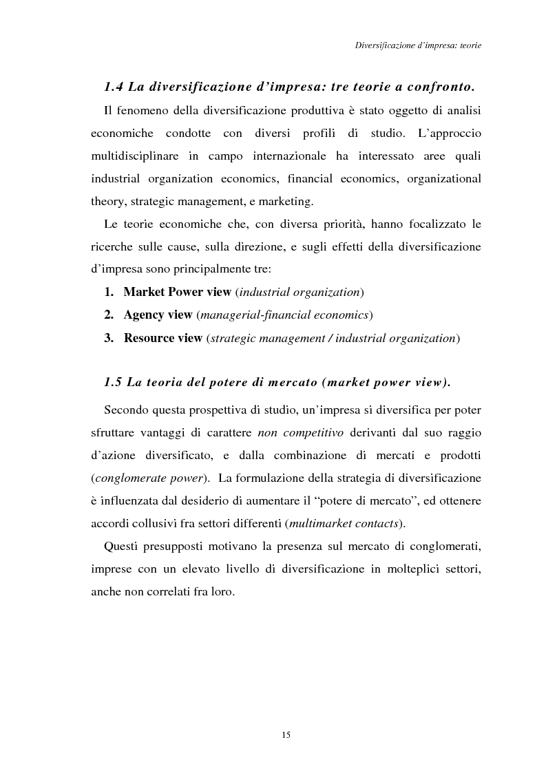Anteprima della tesi: Diversificazione e coerenza d'impresa: un'applicazione alle imprese leader nell'industria manifatturiera italiana (1993-1996), Pagina 15