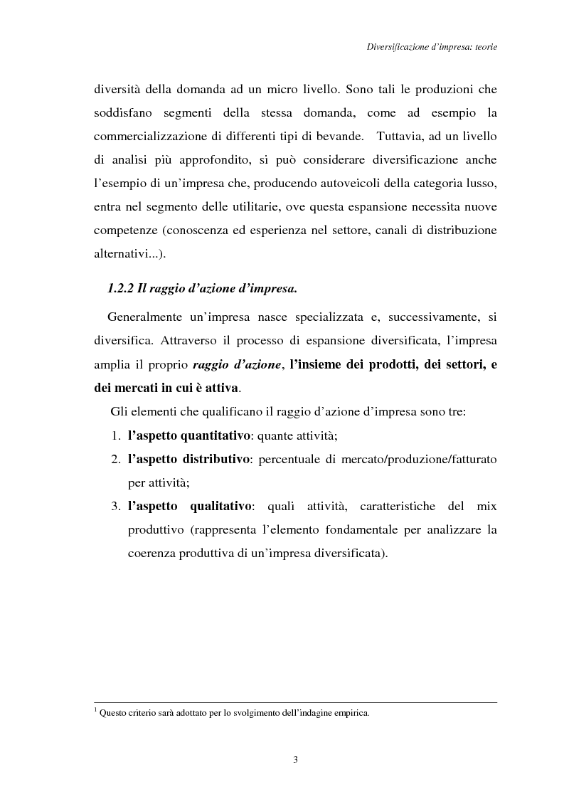 Anteprima della tesi: Diversificazione e coerenza d'impresa: un'applicazione alle imprese leader nell'industria manifatturiera italiana (1993-1996), Pagina 3