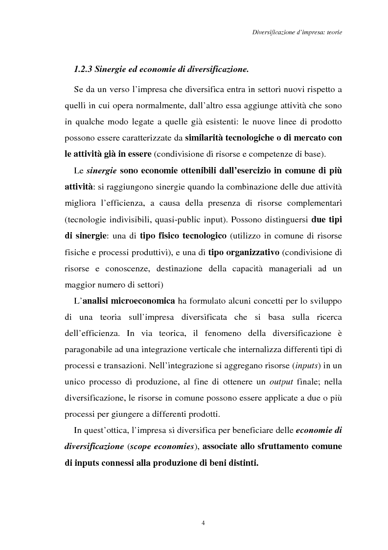Anteprima della tesi: Diversificazione e coerenza d'impresa: un'applicazione alle imprese leader nell'industria manifatturiera italiana (1993-1996), Pagina 4