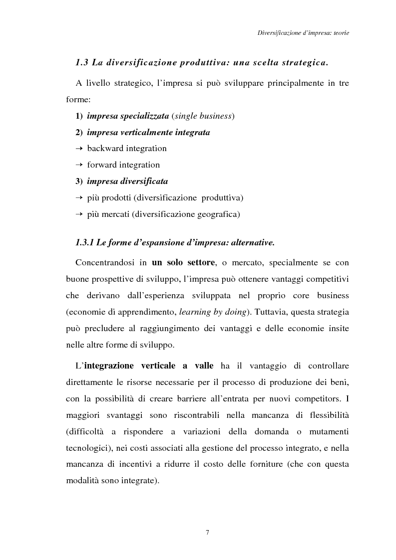 Anteprima della tesi: Diversificazione e coerenza d'impresa: un'applicazione alle imprese leader nell'industria manifatturiera italiana (1993-1996), Pagina 7