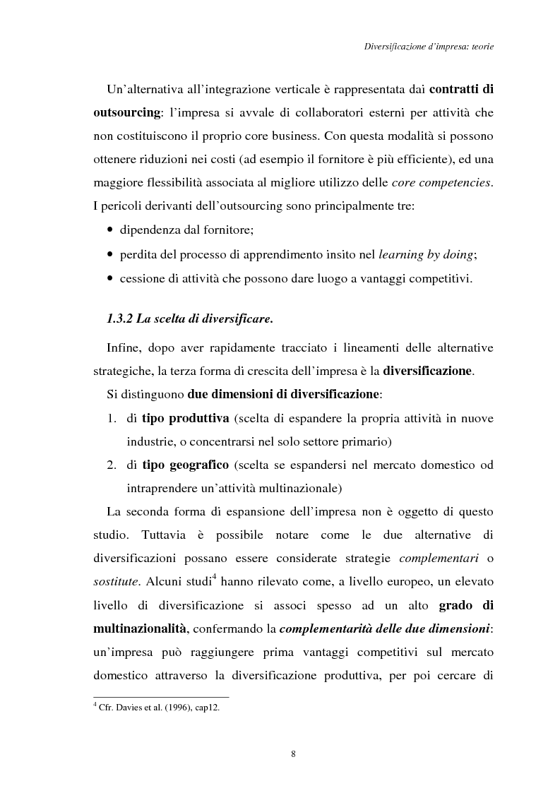 Anteprima della tesi: Diversificazione e coerenza d'impresa: un'applicazione alle imprese leader nell'industria manifatturiera italiana (1993-1996), Pagina 8