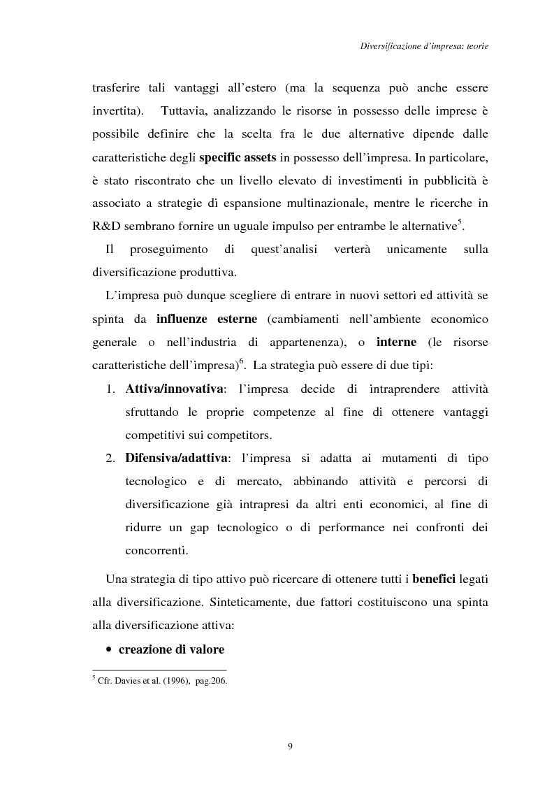 Anteprima della tesi: Diversificazione e coerenza d'impresa: un'applicazione alle imprese leader nell'industria manifatturiera italiana (1993-1996), Pagina 9