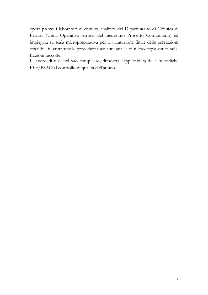 Anteprima della tesi: Analisi di distribuzione dimensionale e di massa di amido di cereali in frazionamento in campo-flusso (FFF) e suo interesse in campo agro-alimentare, Pagina 2