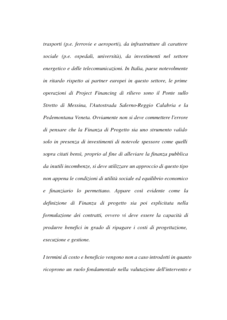 Anteprima della tesi: La tecnica del project financing: quadro normativo ed applicazioni – La realizzazione di un impianto Cdr, Pagina 4
